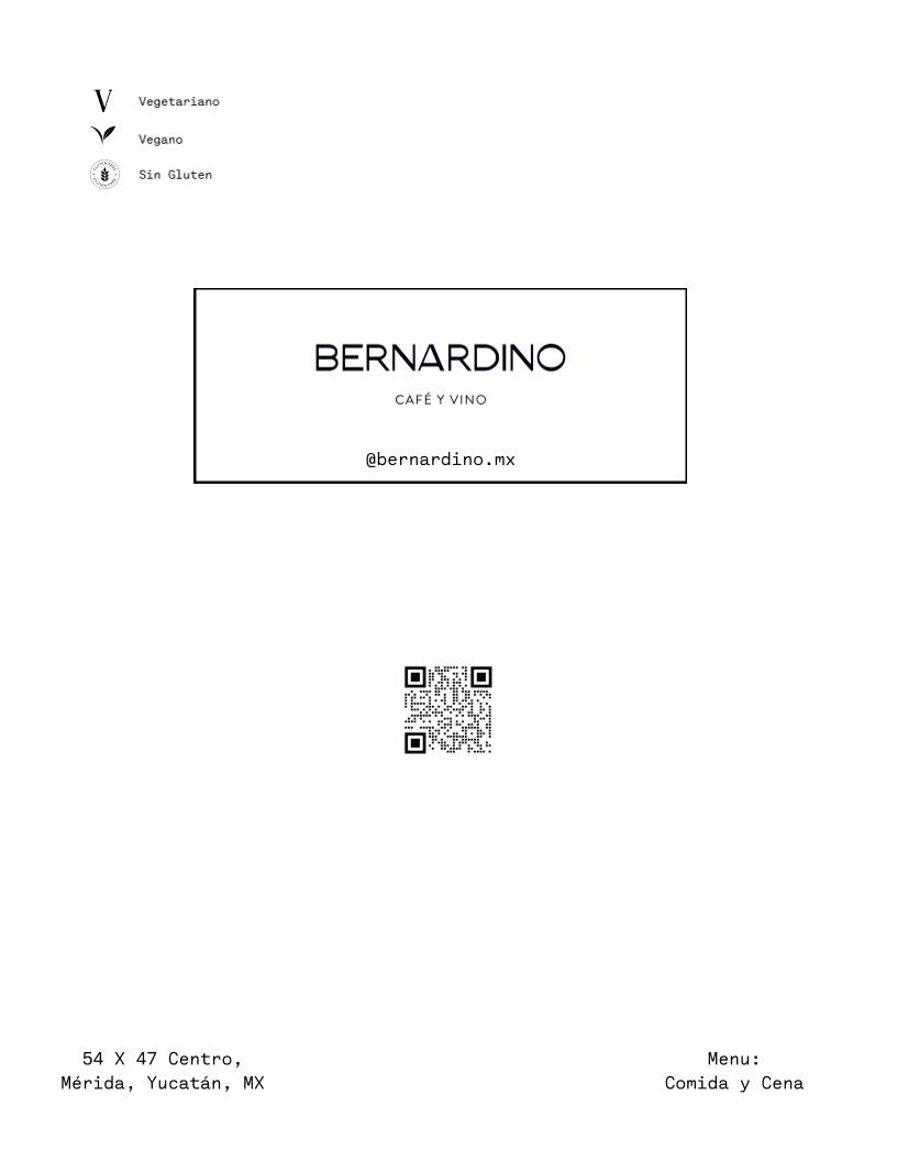 Bernardino меню