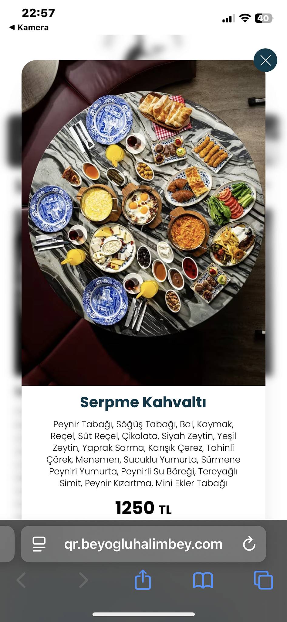 Beyoğlu Halimbey İncek меню