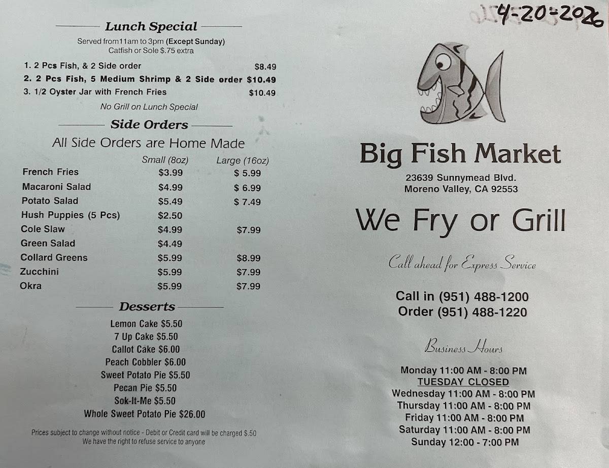 Big Fish Market меню