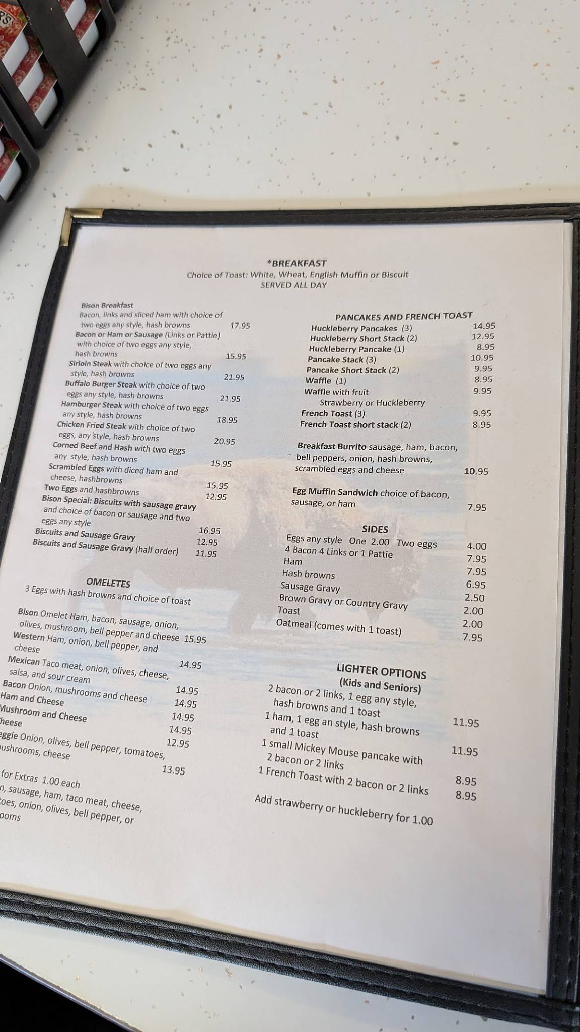 Bison Inn Cafe меню