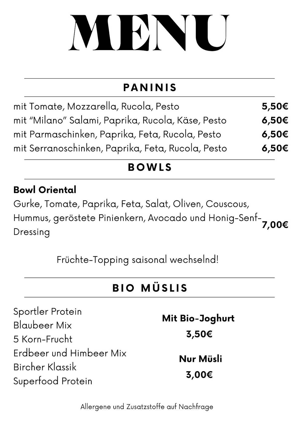 Bistro in der Post меню