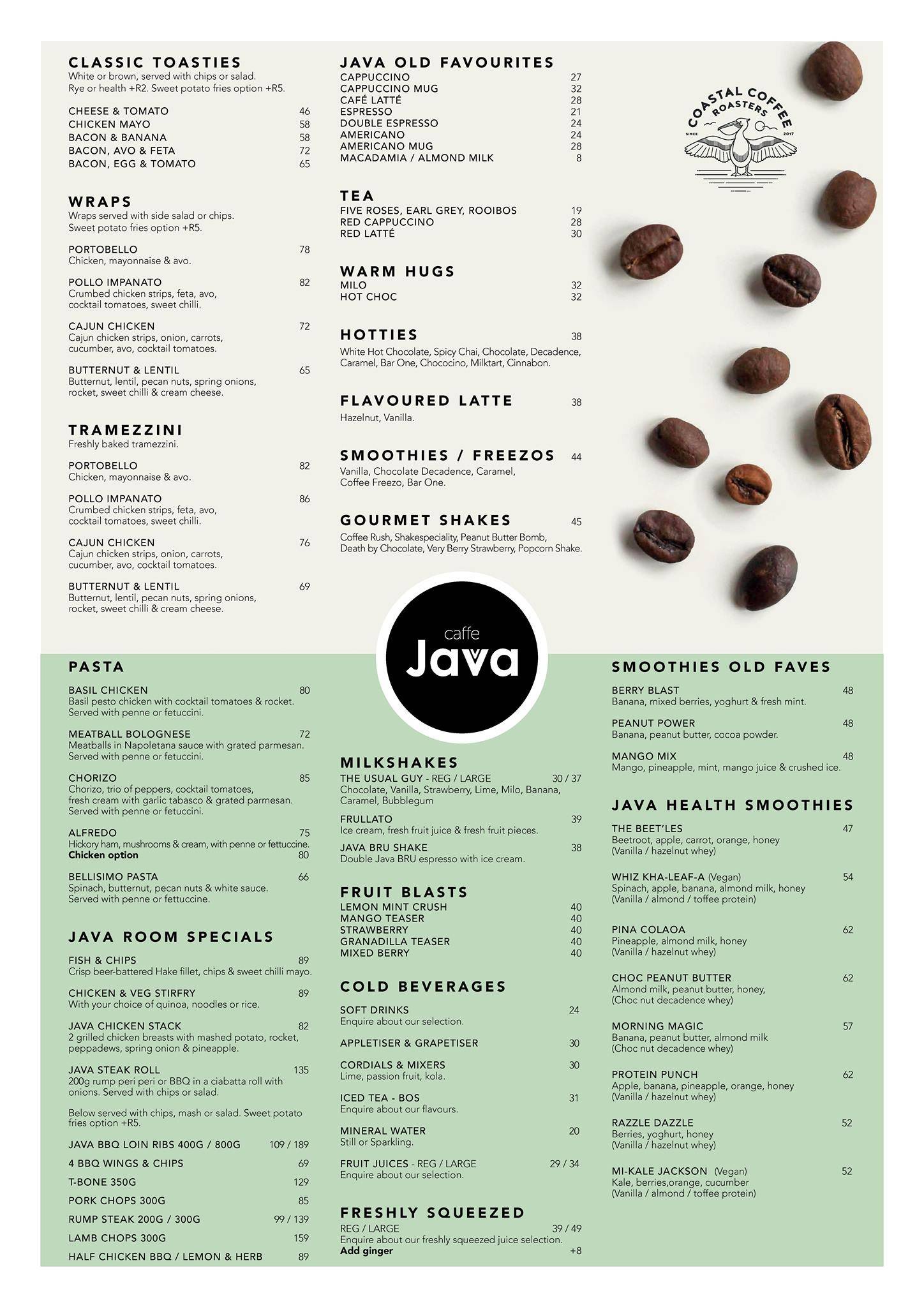 Caffe Java меню