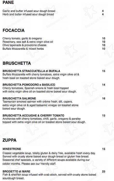 Bocca Cafe È Bar меню
