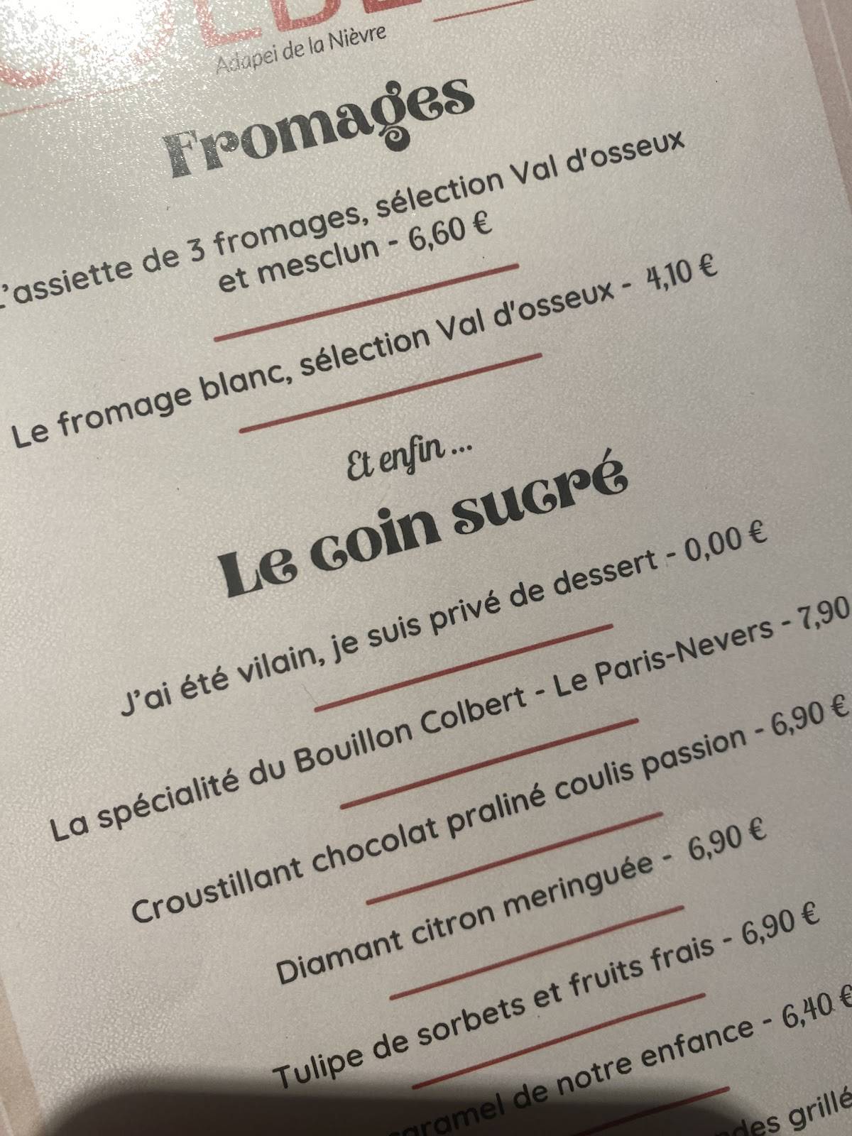 Bouillon Colbert меню
