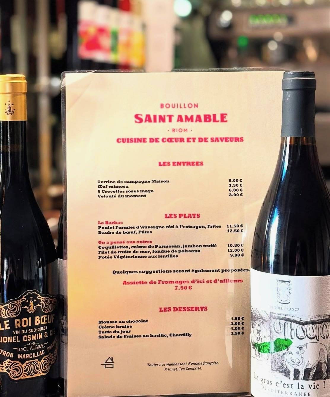 Bouillon Saint Amable меню