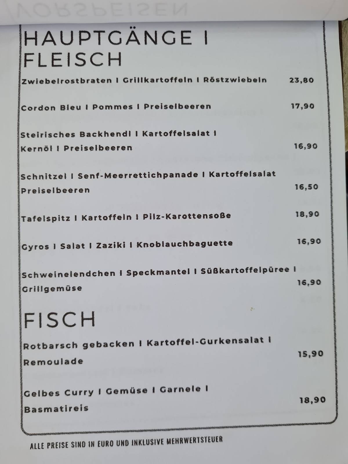 Bräustüberl меню