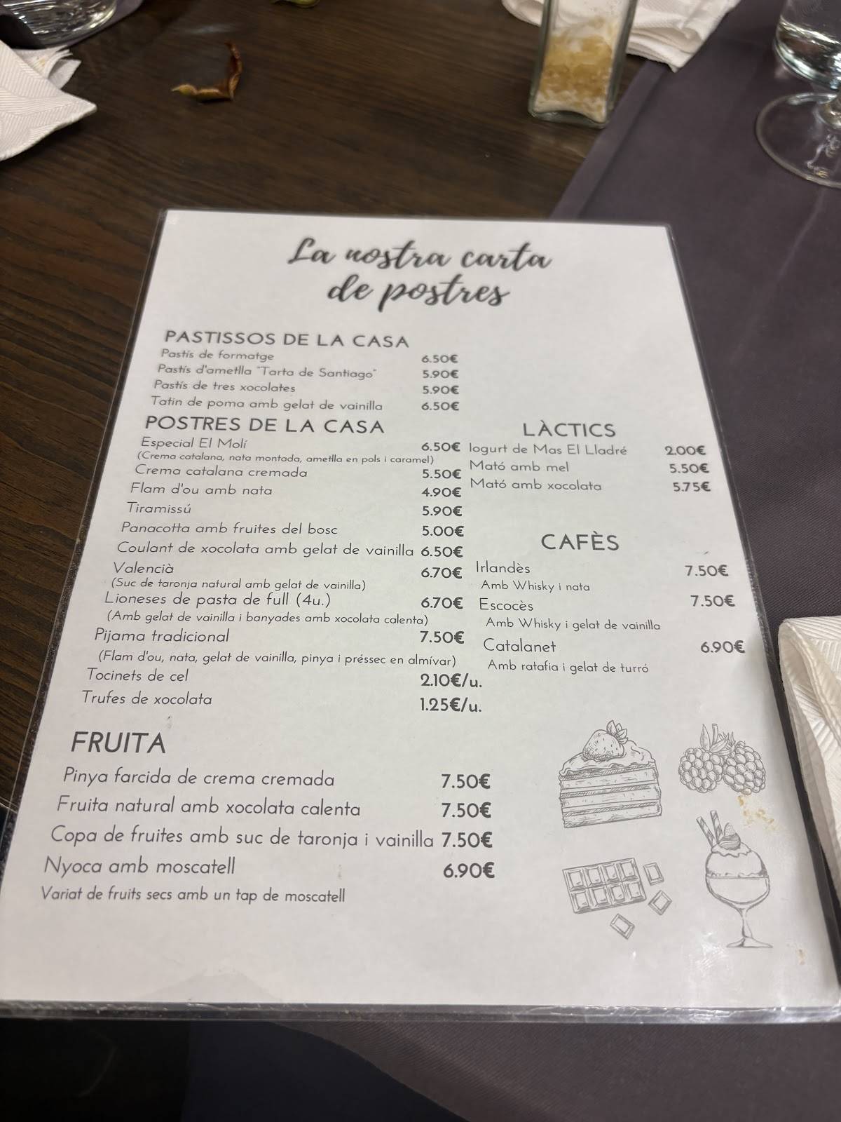 Braseria Grill El Molí меню