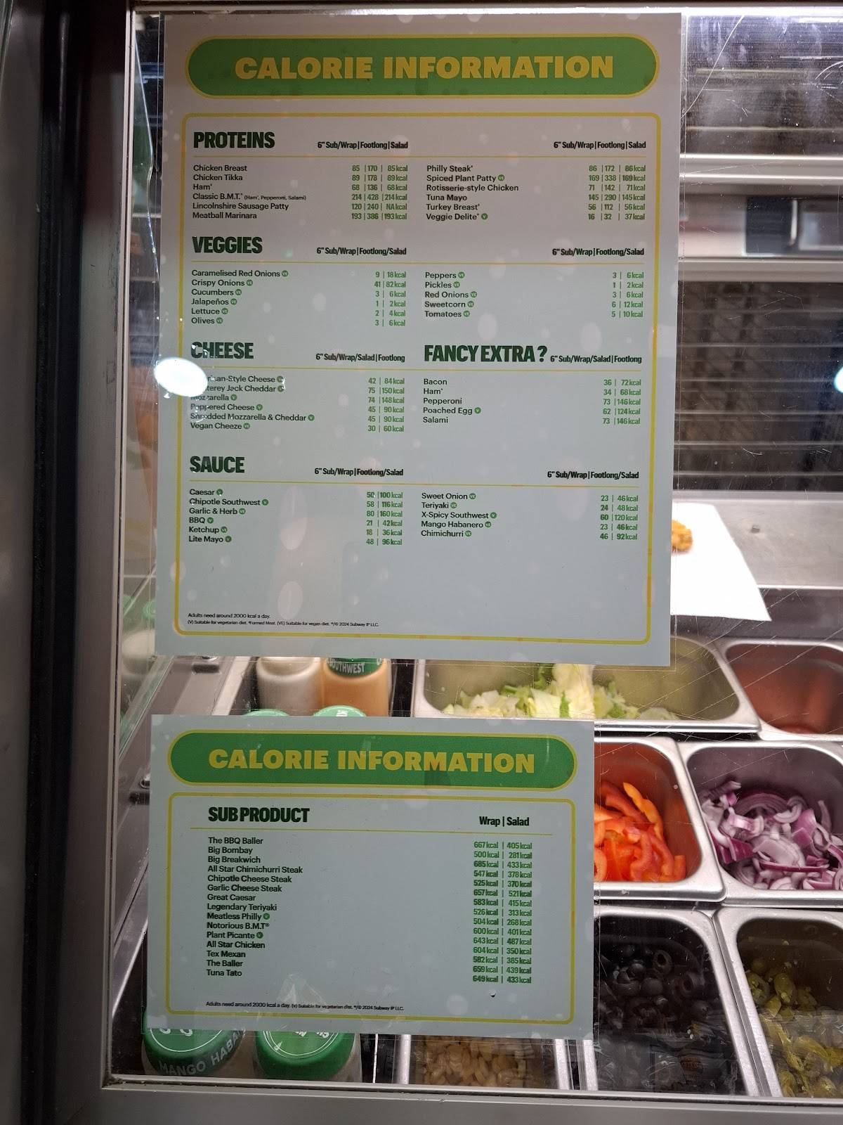 Subway меню