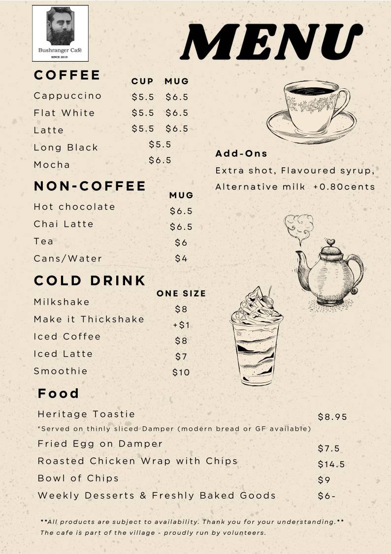 Bushranger Cafe меню