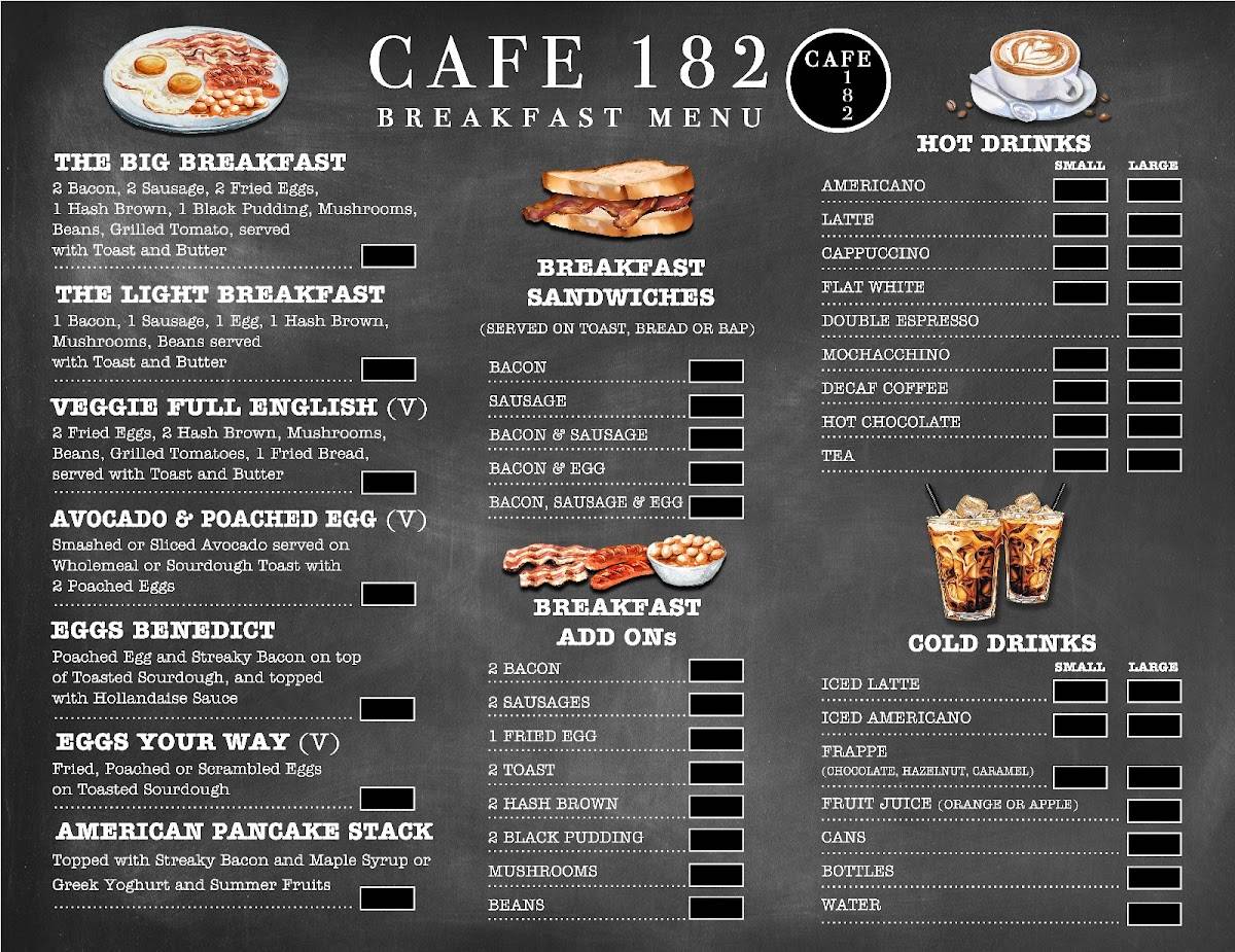 Cafe 182 меню