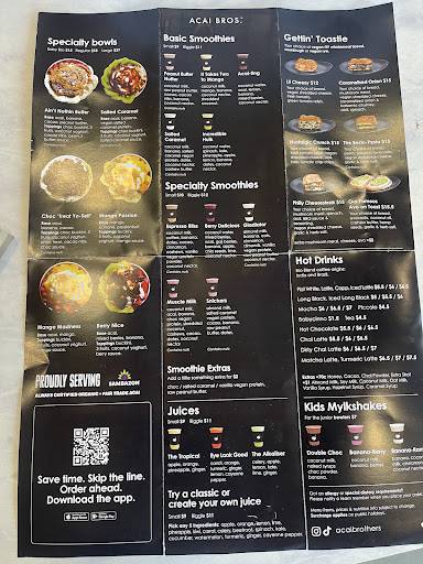 Acai Bros Shellharbour меню