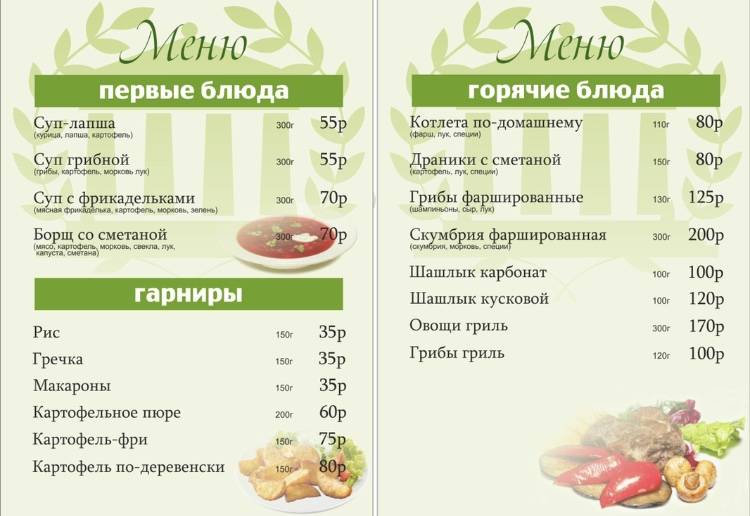 Афины меню
