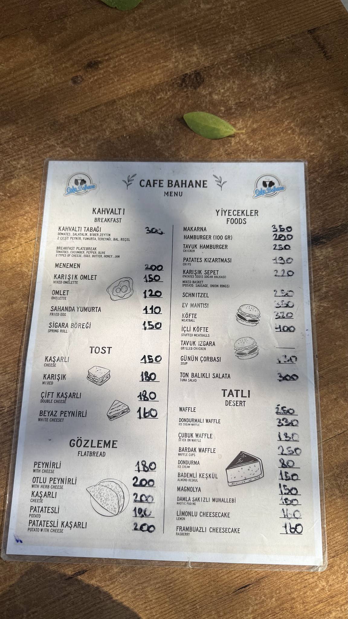 Cafe Bahane Datça меню
