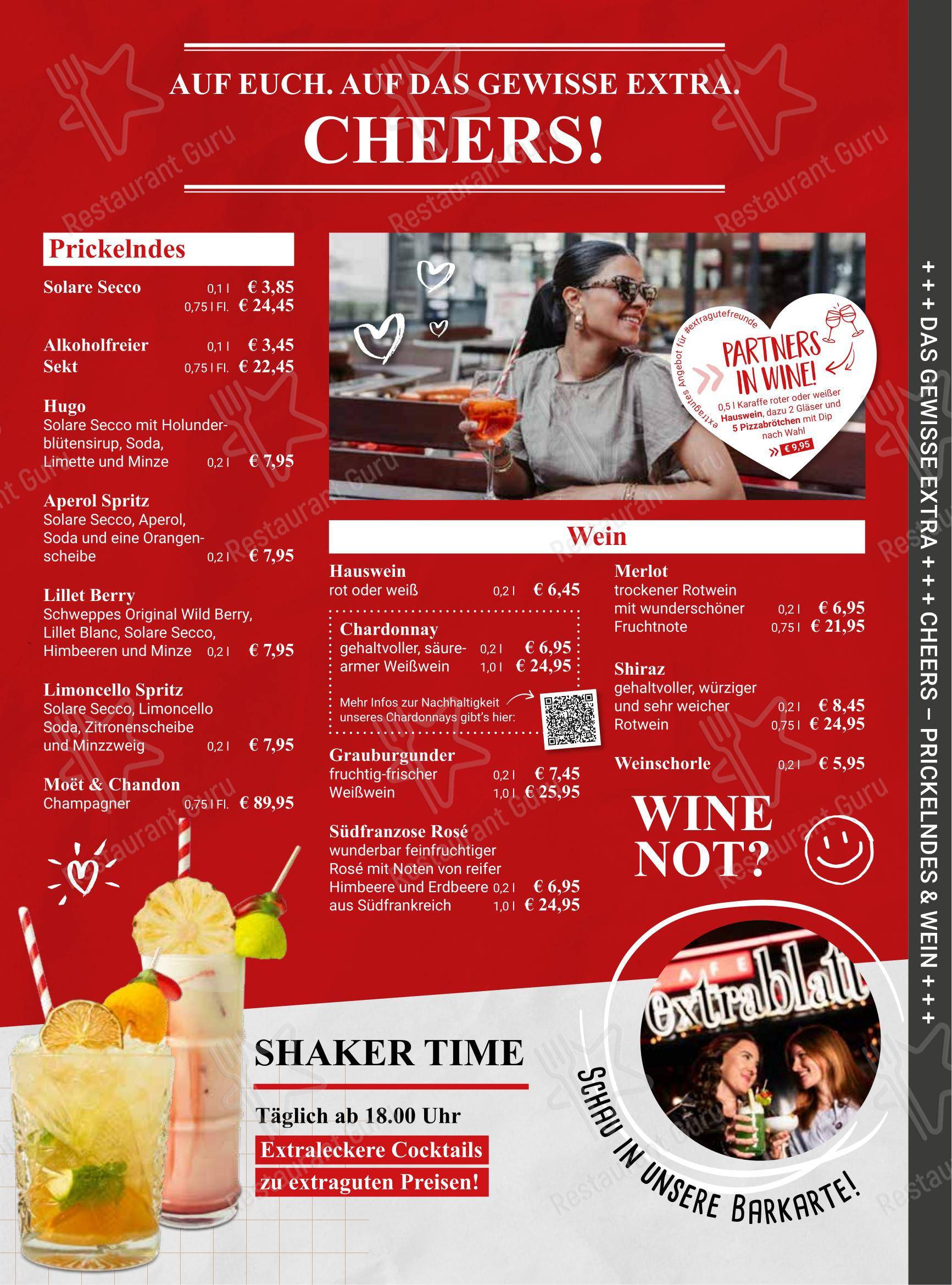 Меню кафе Cafe Extrablatt в Кастропе-Раукселе