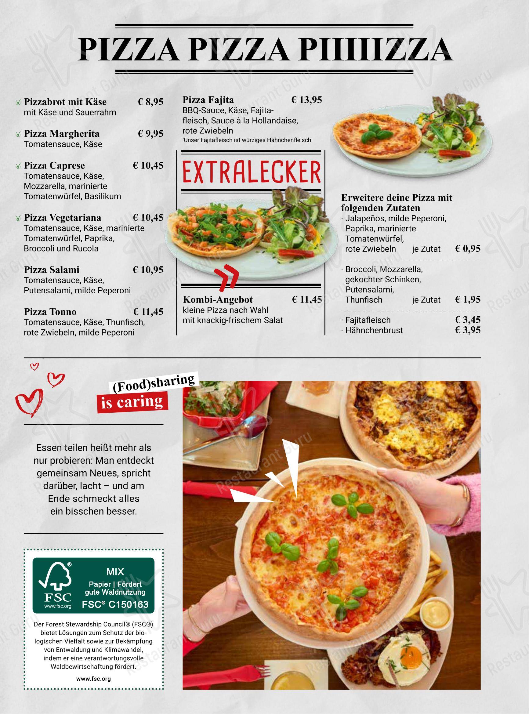 Меню кафе Cafe Extrablatt в Кастропе-Раукселе