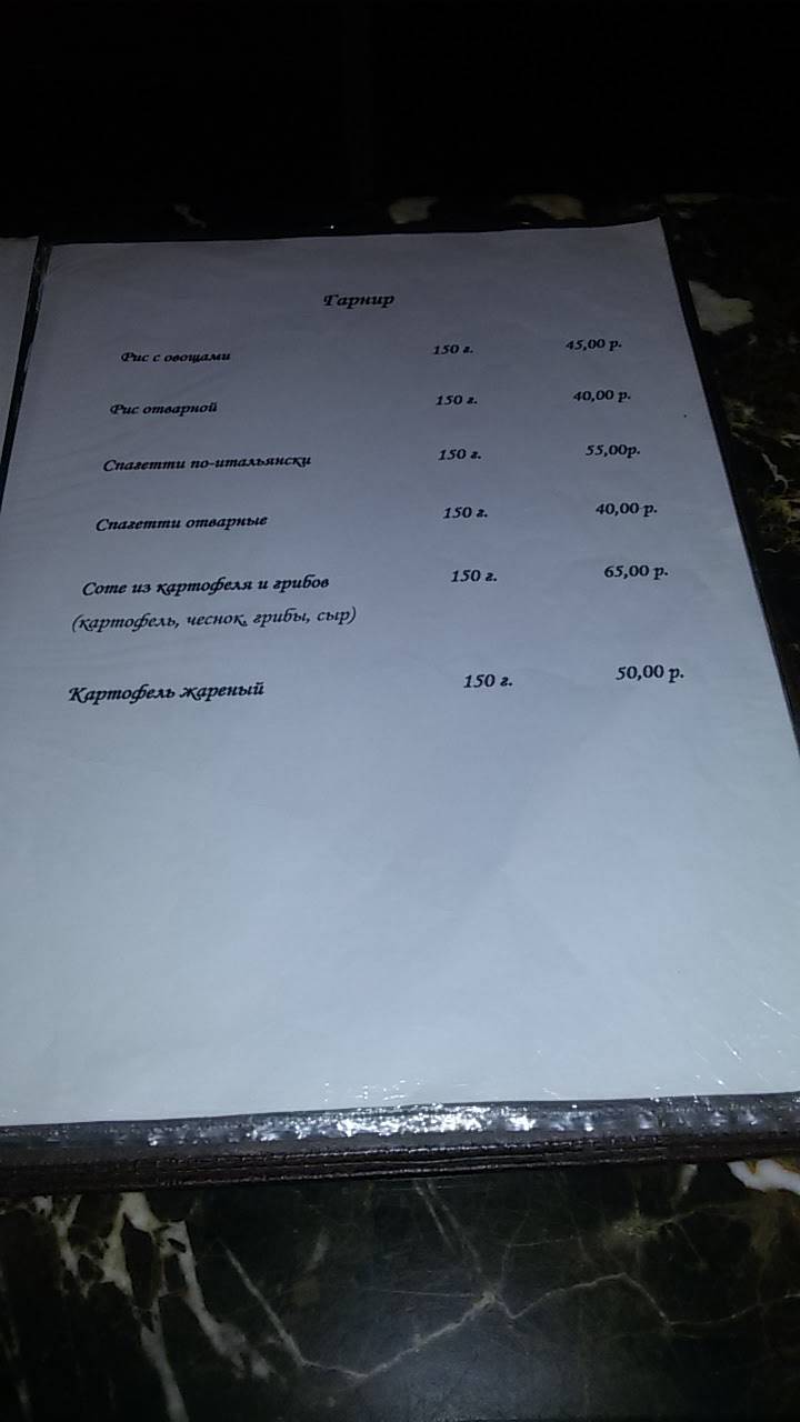 Кафе Островский меню