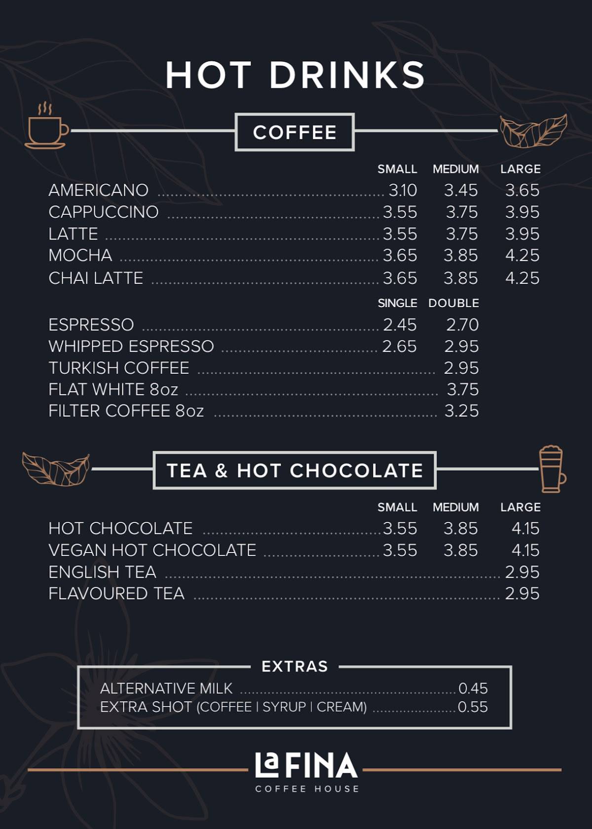 Cafe La Fina меню