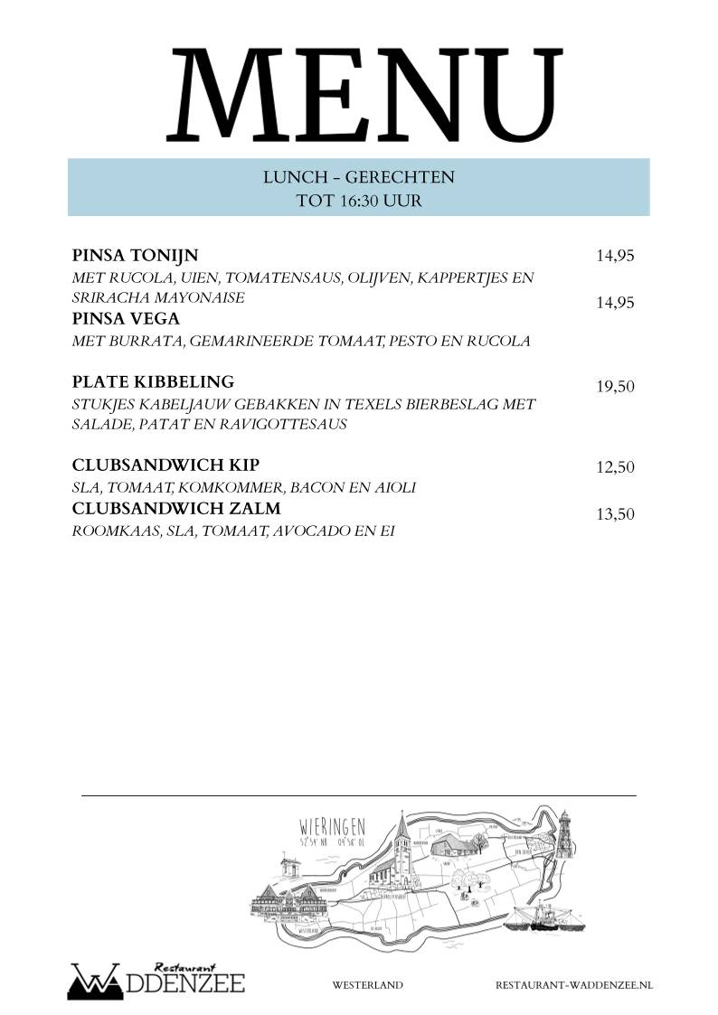 Restaurant Waddenzee меню