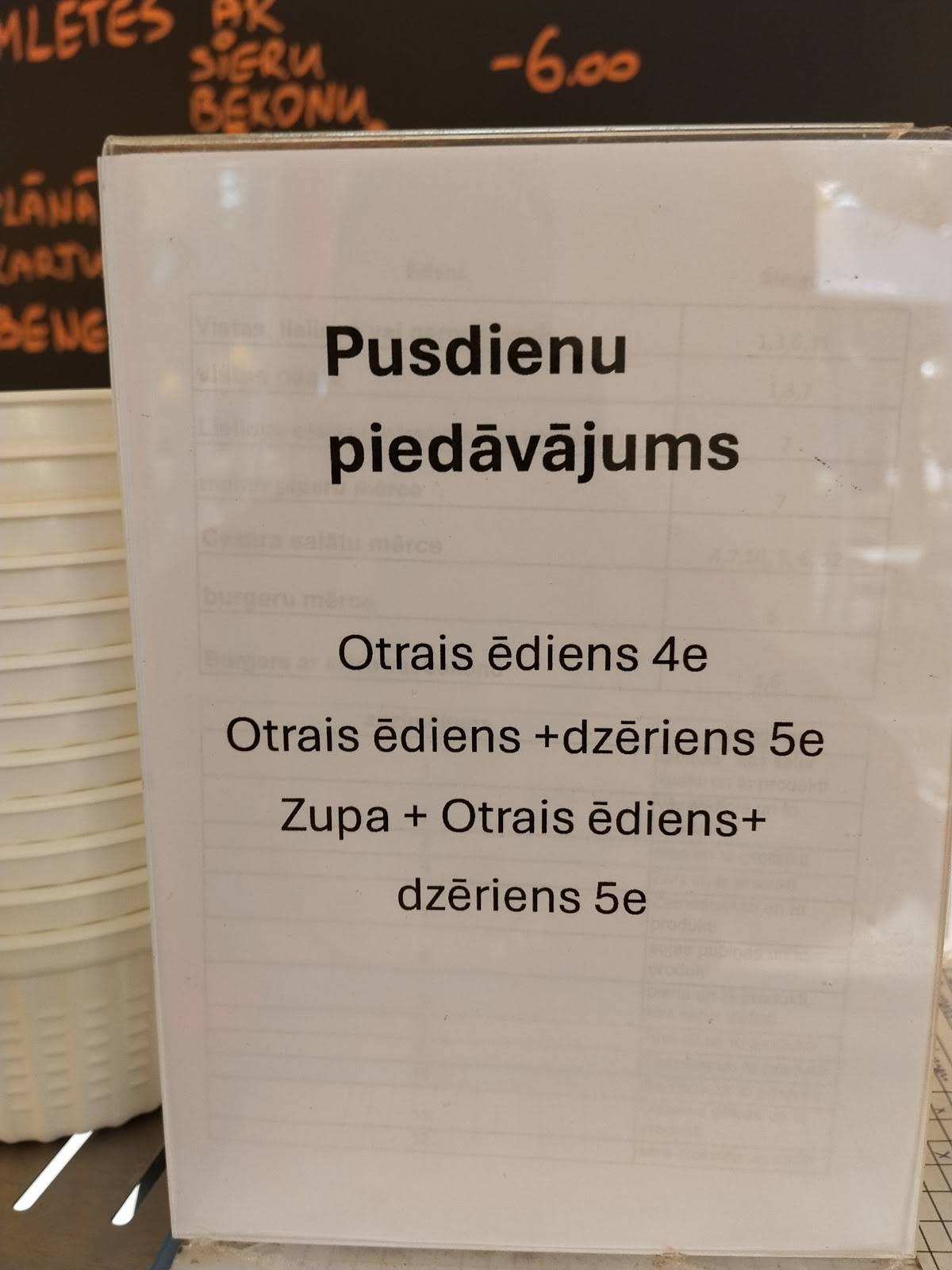Cafe Vasarnīca меню
