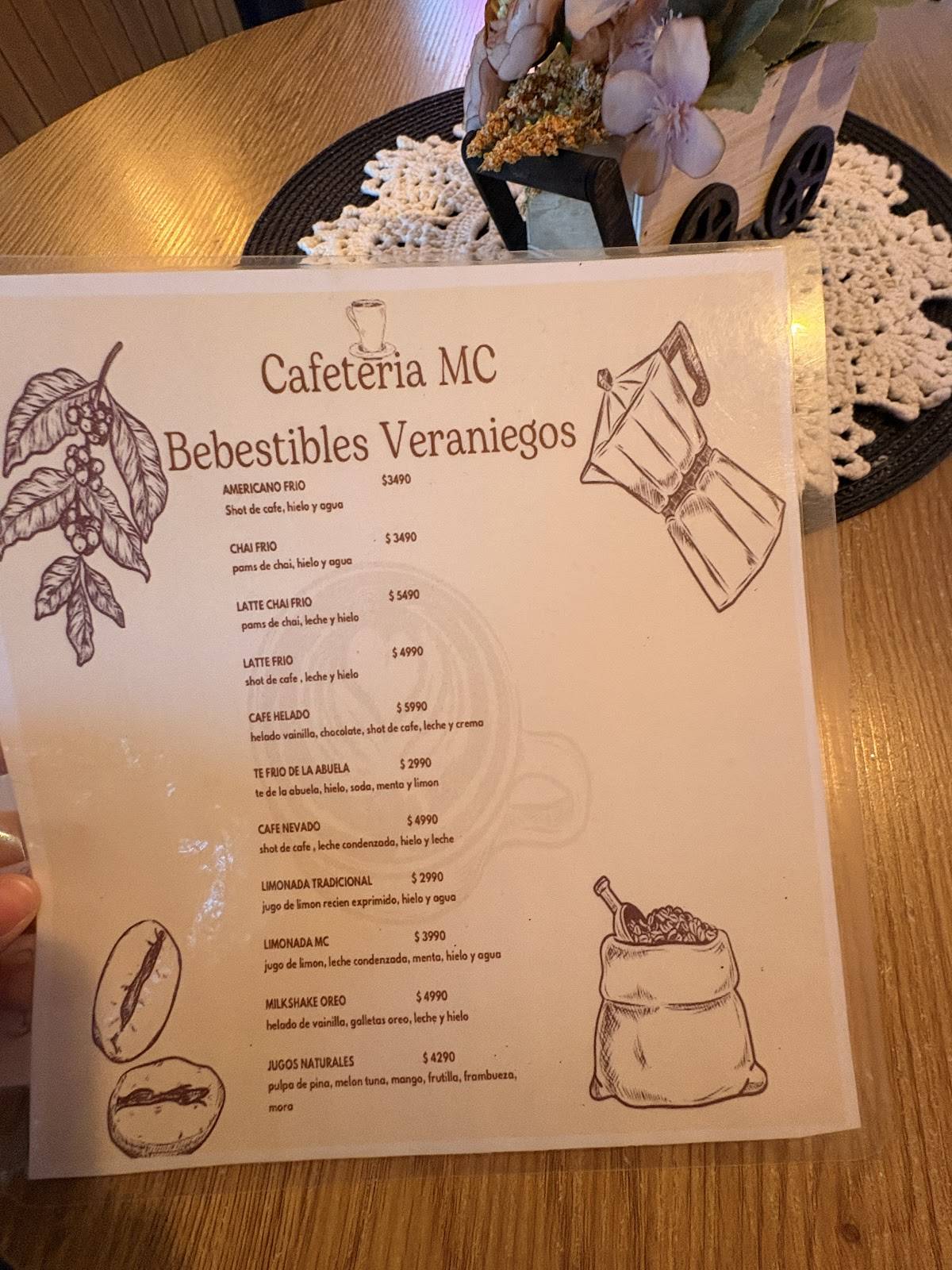 Cafetería MC меню