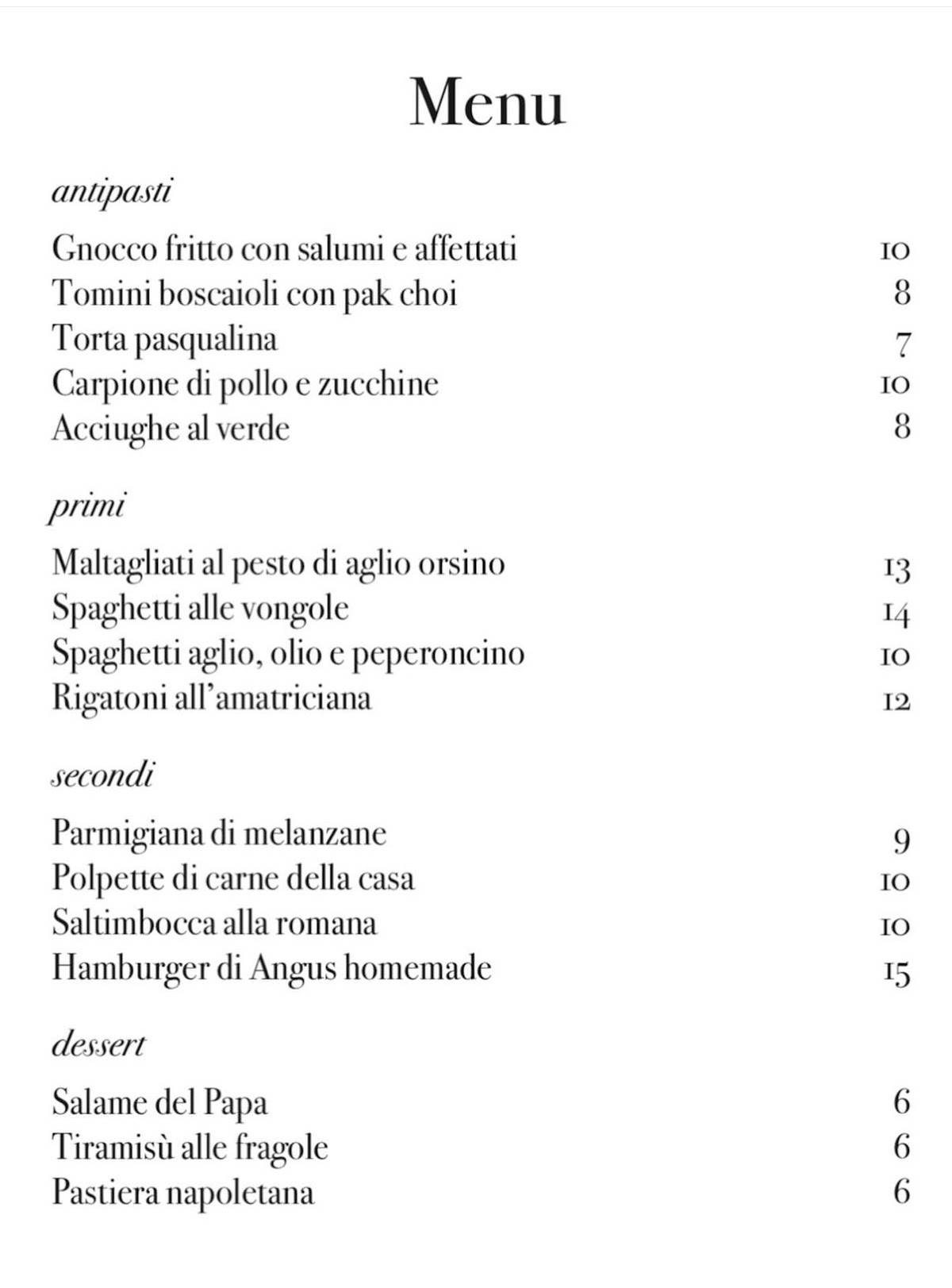 Caffè Molassi меню