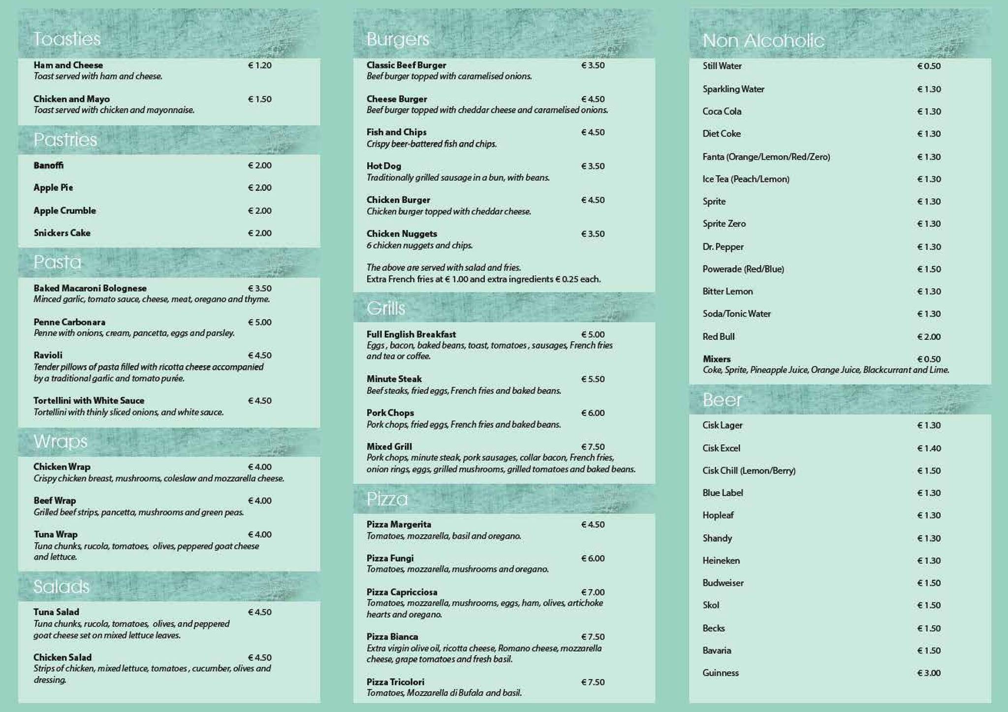 Caffe Verdi меню