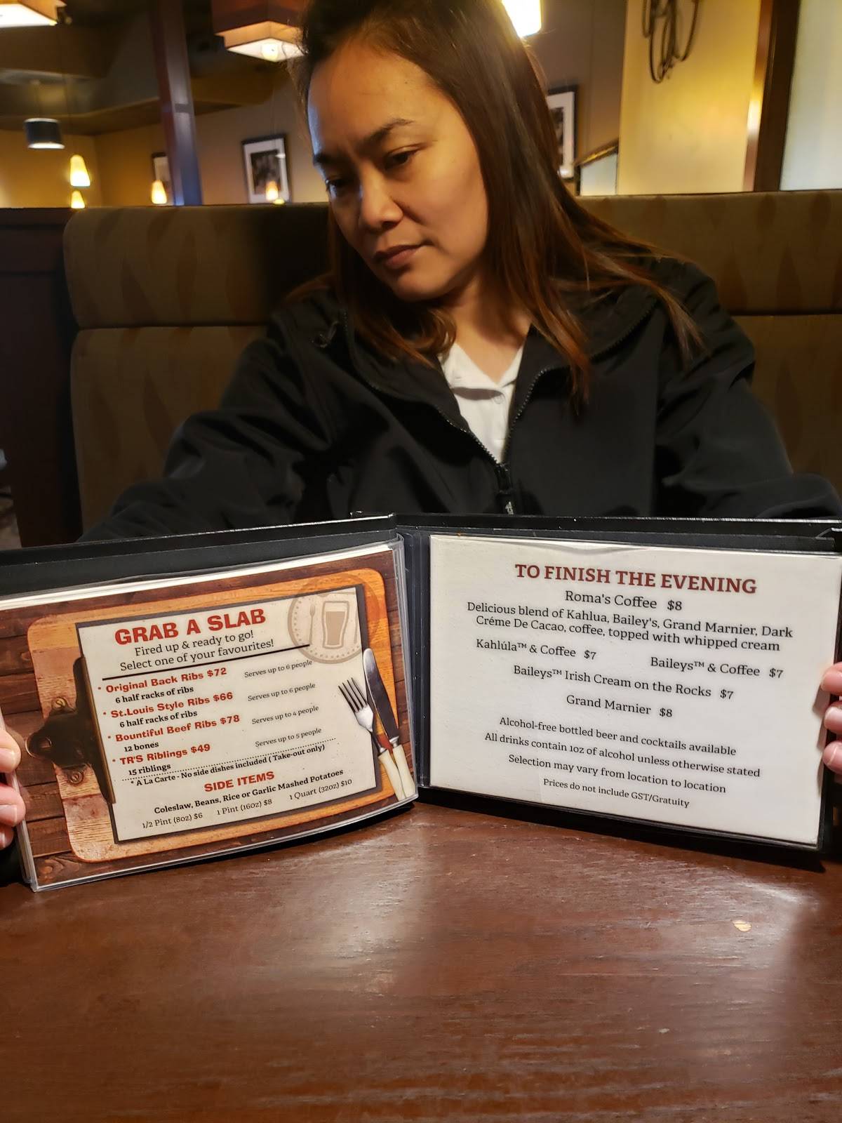 Tony Roma's меню