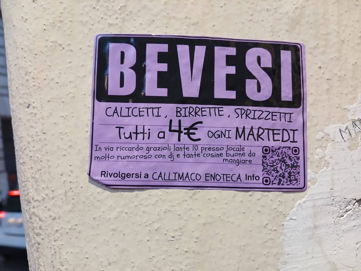 Callimaco меню