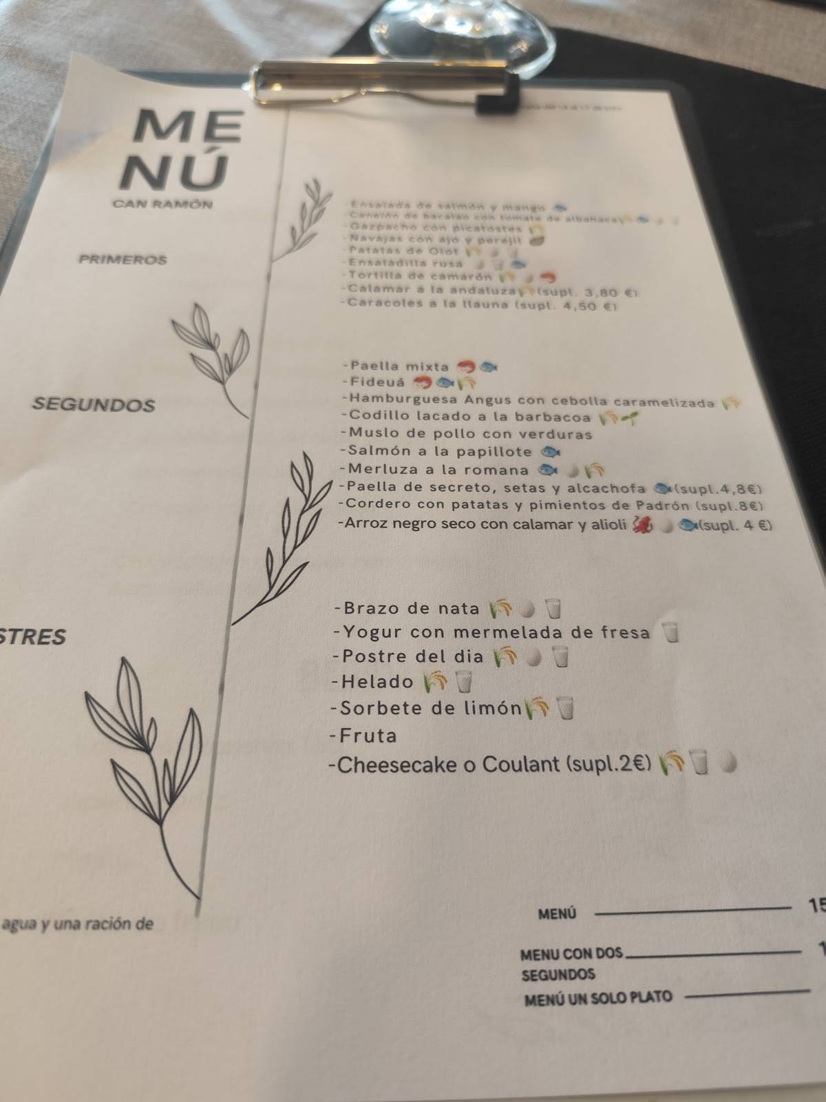 Restaurant Can Ramon меню