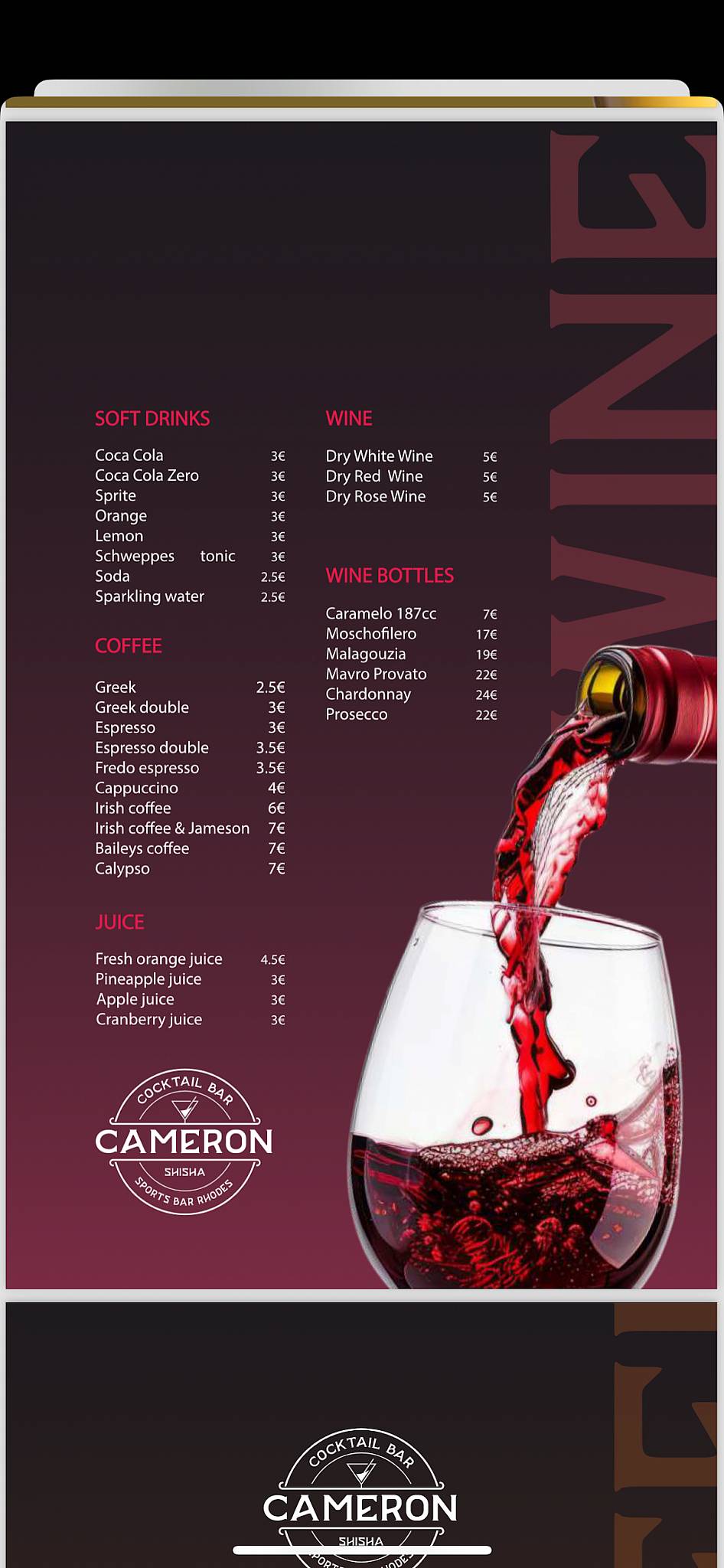 Cameron Cocktail Shisha Bar меню