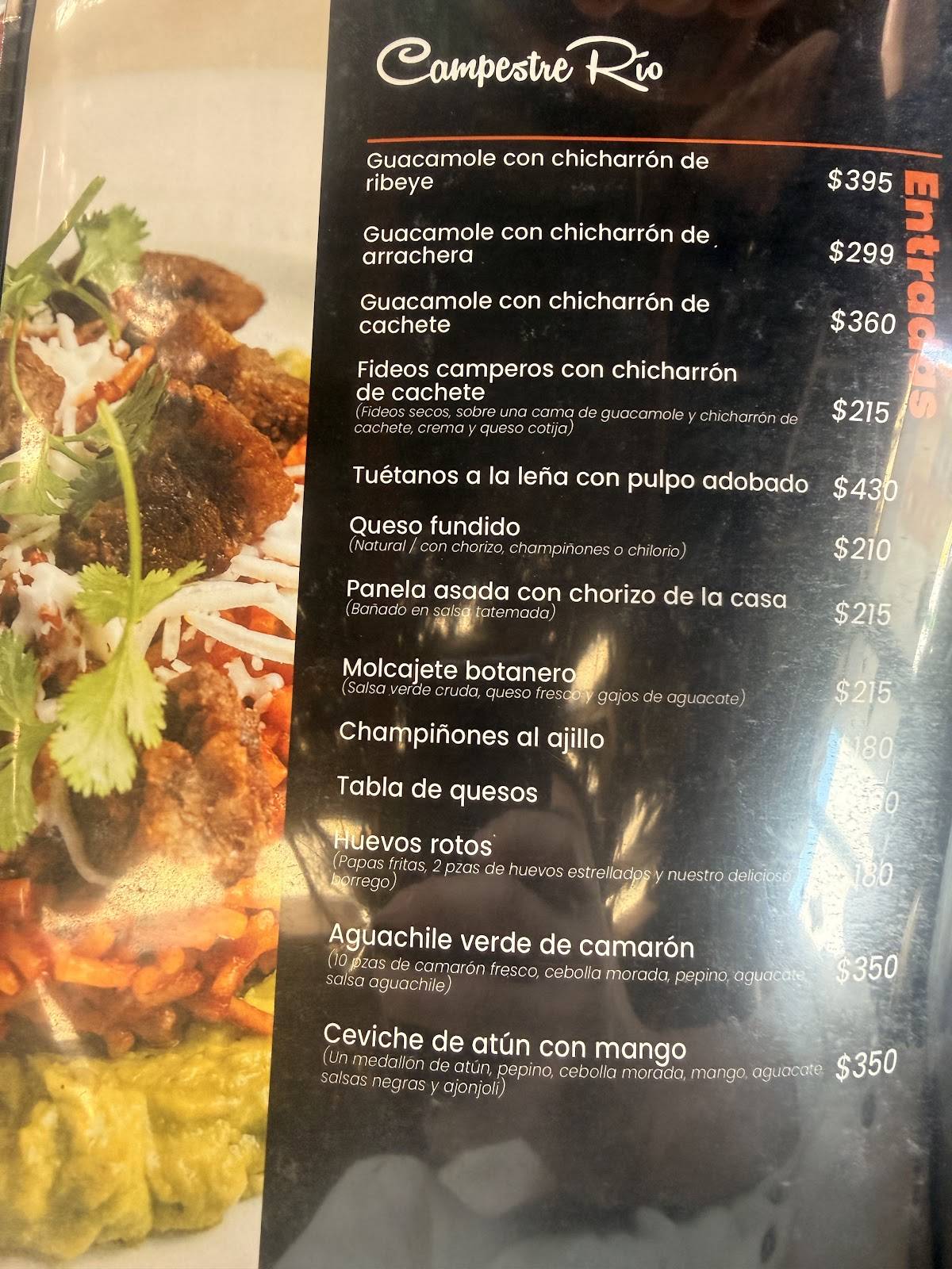 Campestre Rio Restaurant меню