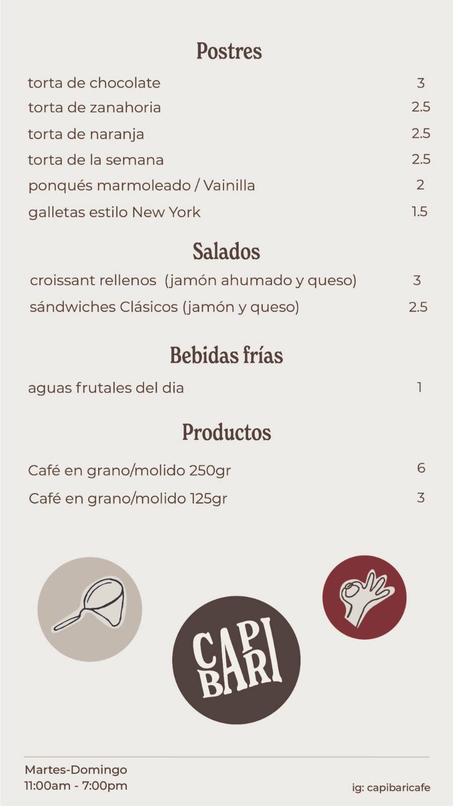 Capibari Café меню