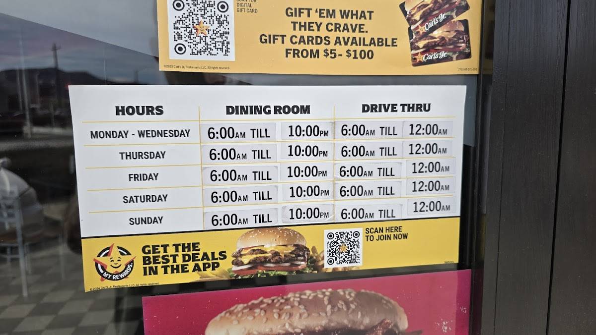 Carl's Jr. меню