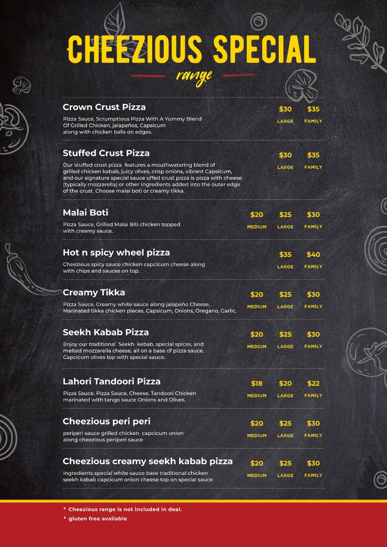 Cheezious Pizza меню
