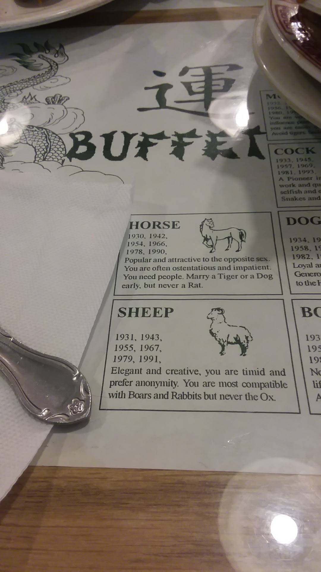 China Buffet меню