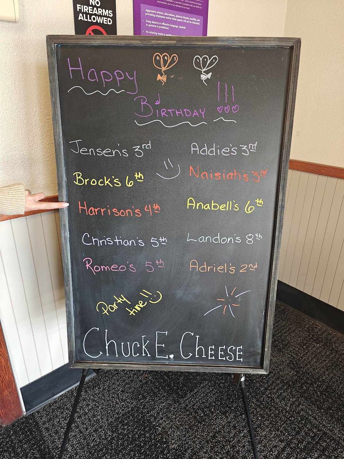 Chuck E. Cheese меню
