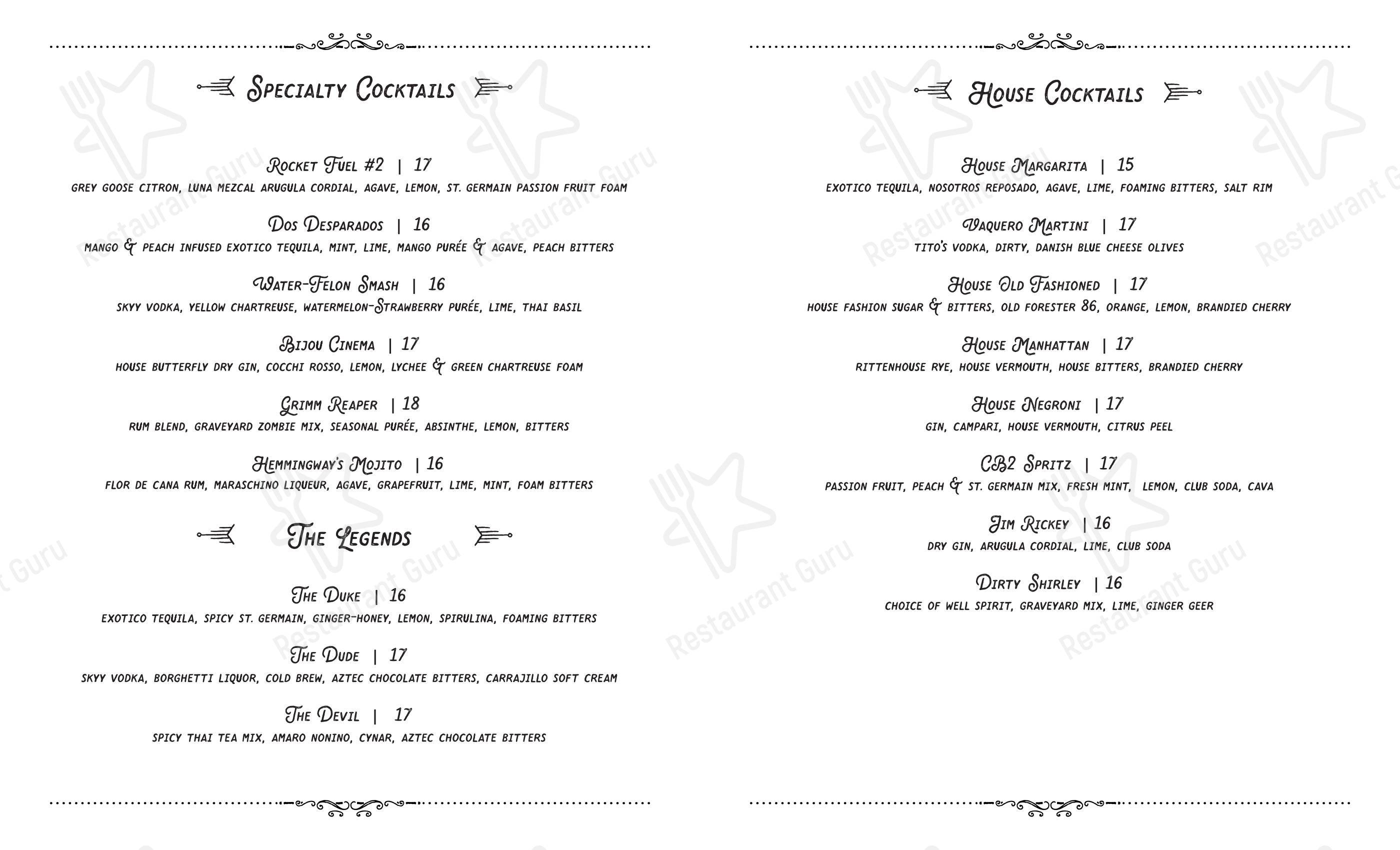 Drink menu паба и бара Coast Range в Солванге