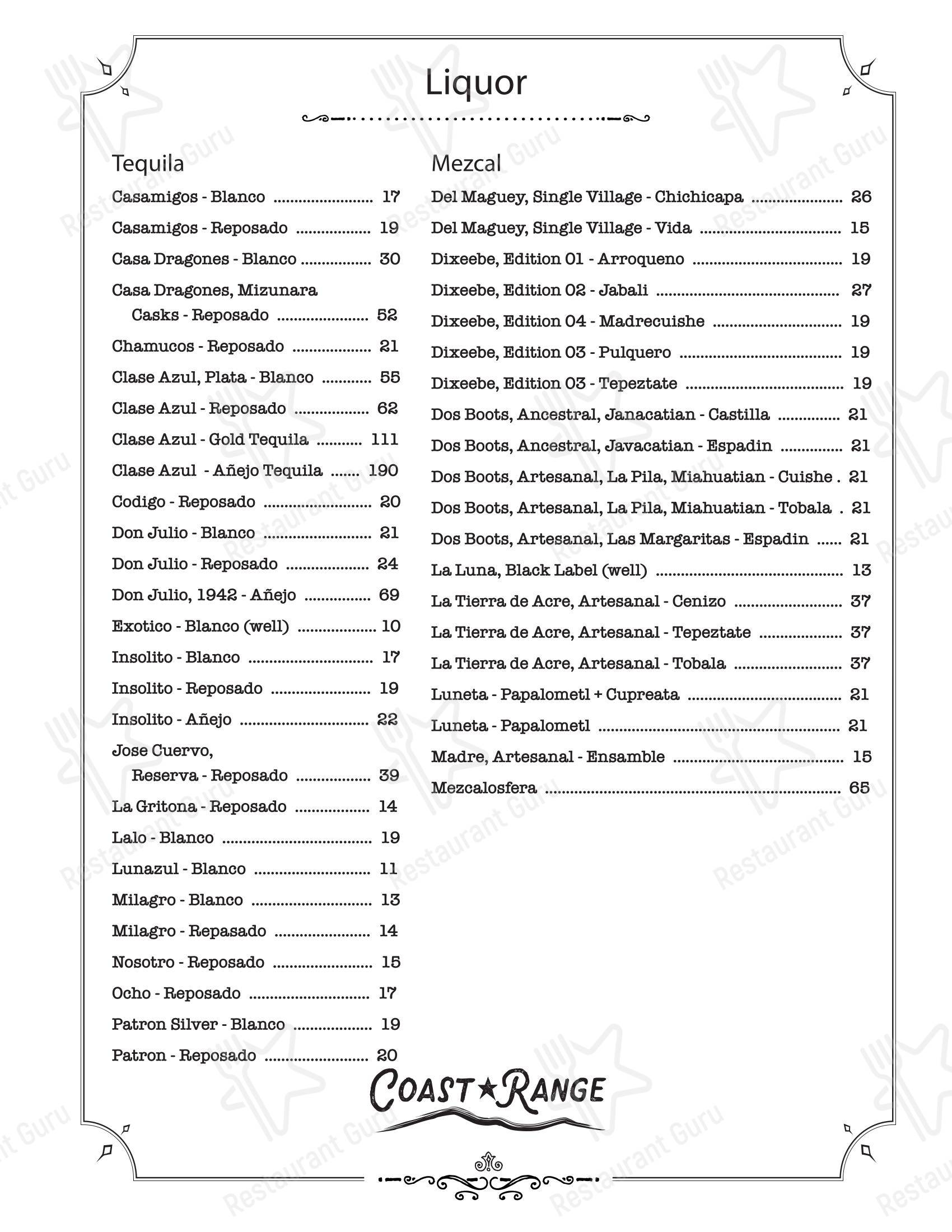 Coast Range в Солванге - Boronia Catering Menu Pack