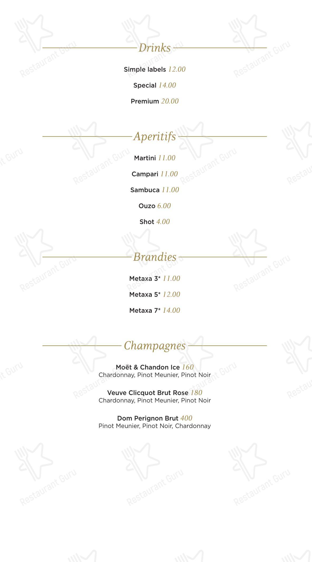 Коктейльная карта ресторана Coeli Restaurant Paros в Парикии