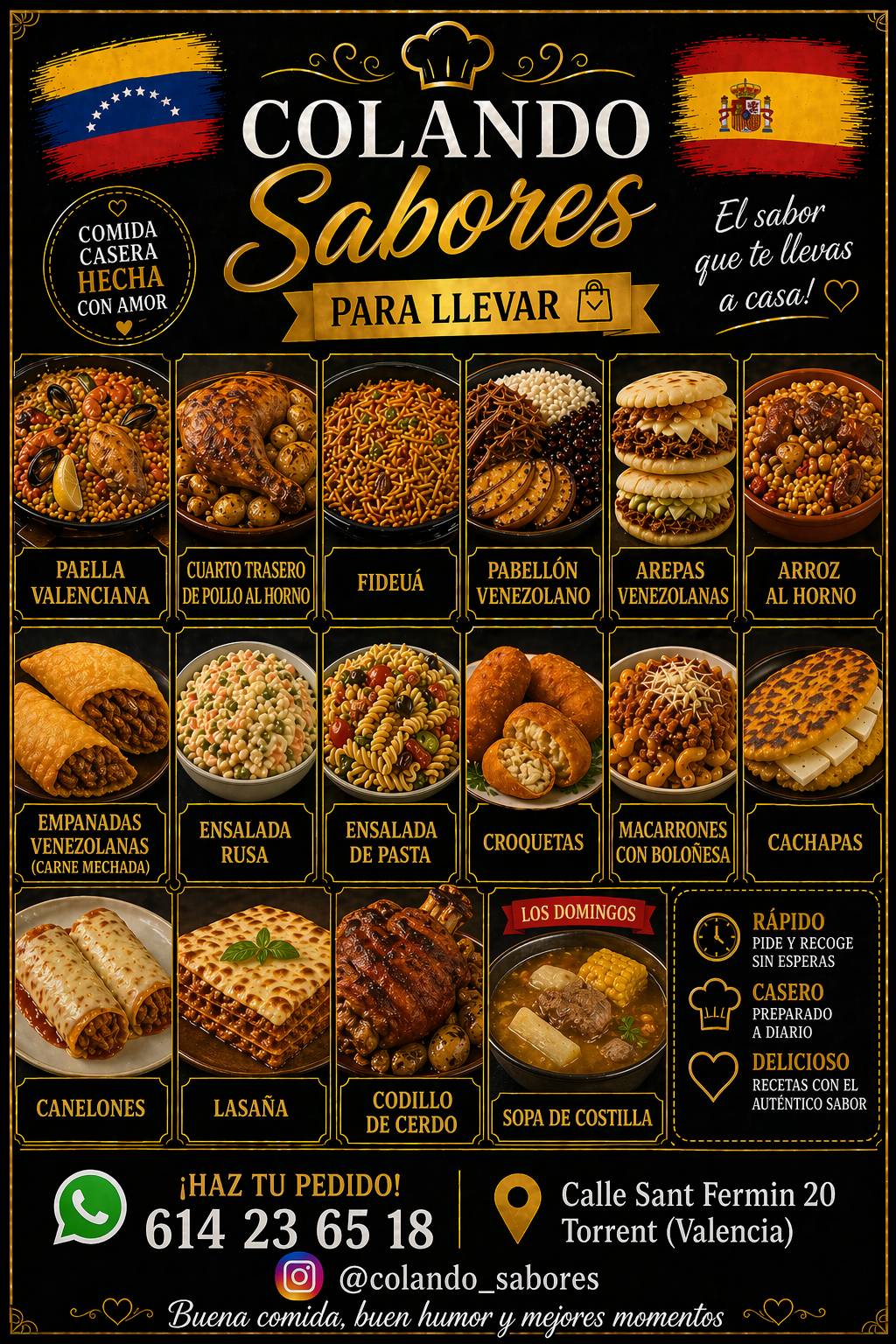 Colando Sabores меню