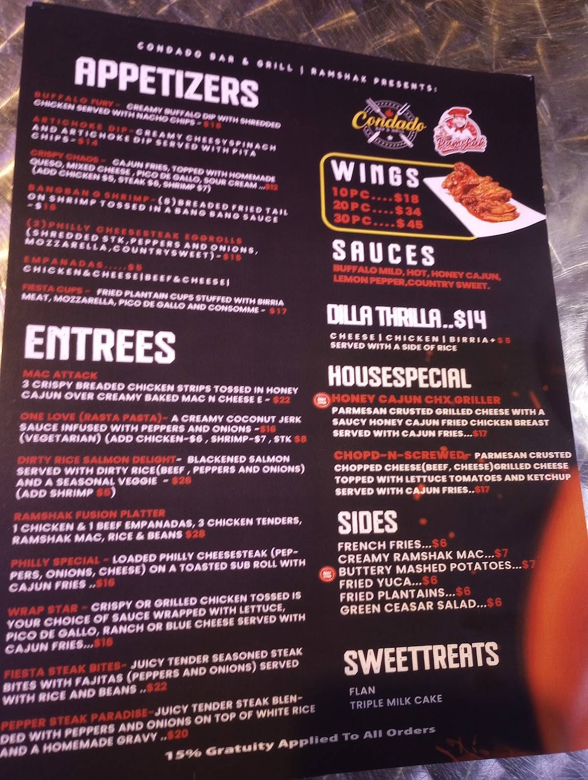 Condado Bar & Grill меню