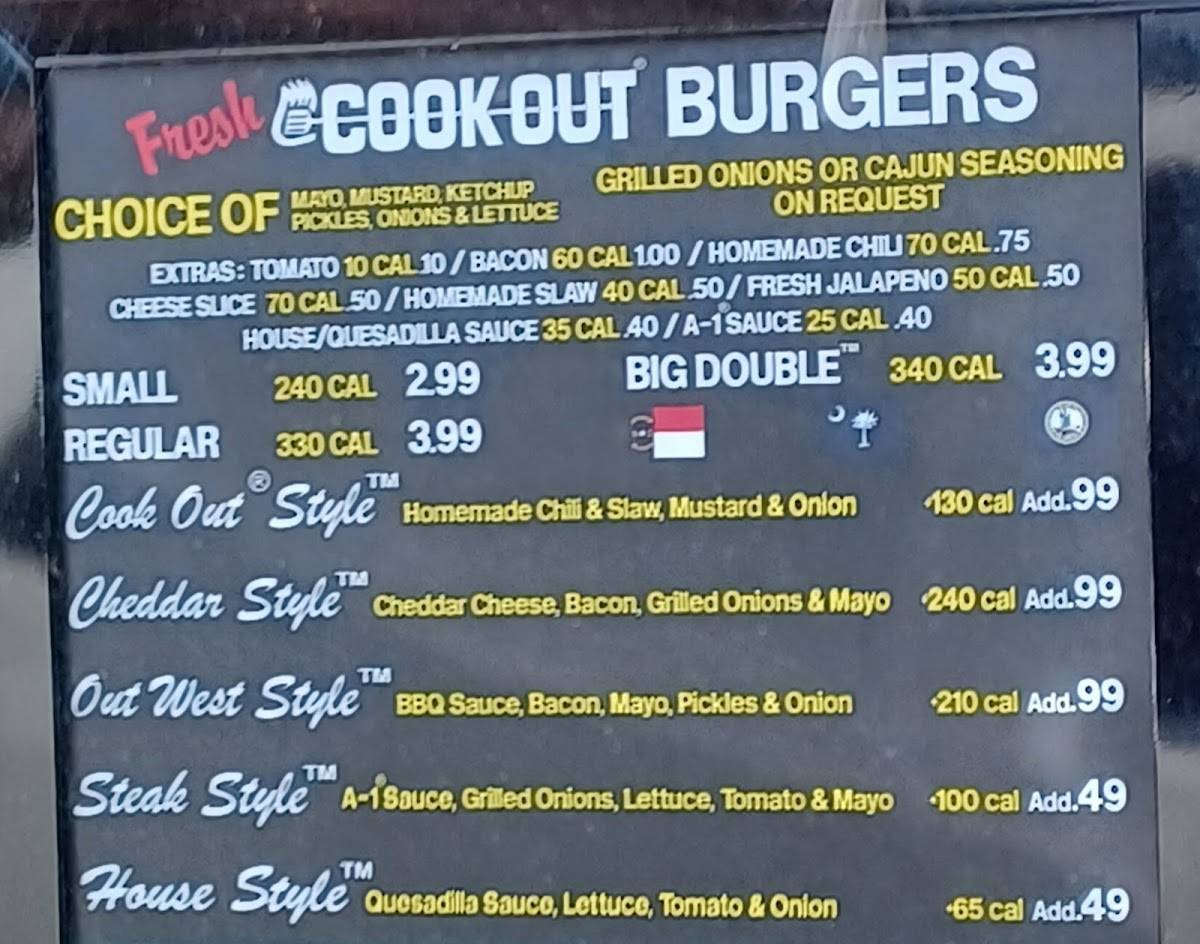 Cook Out меню
