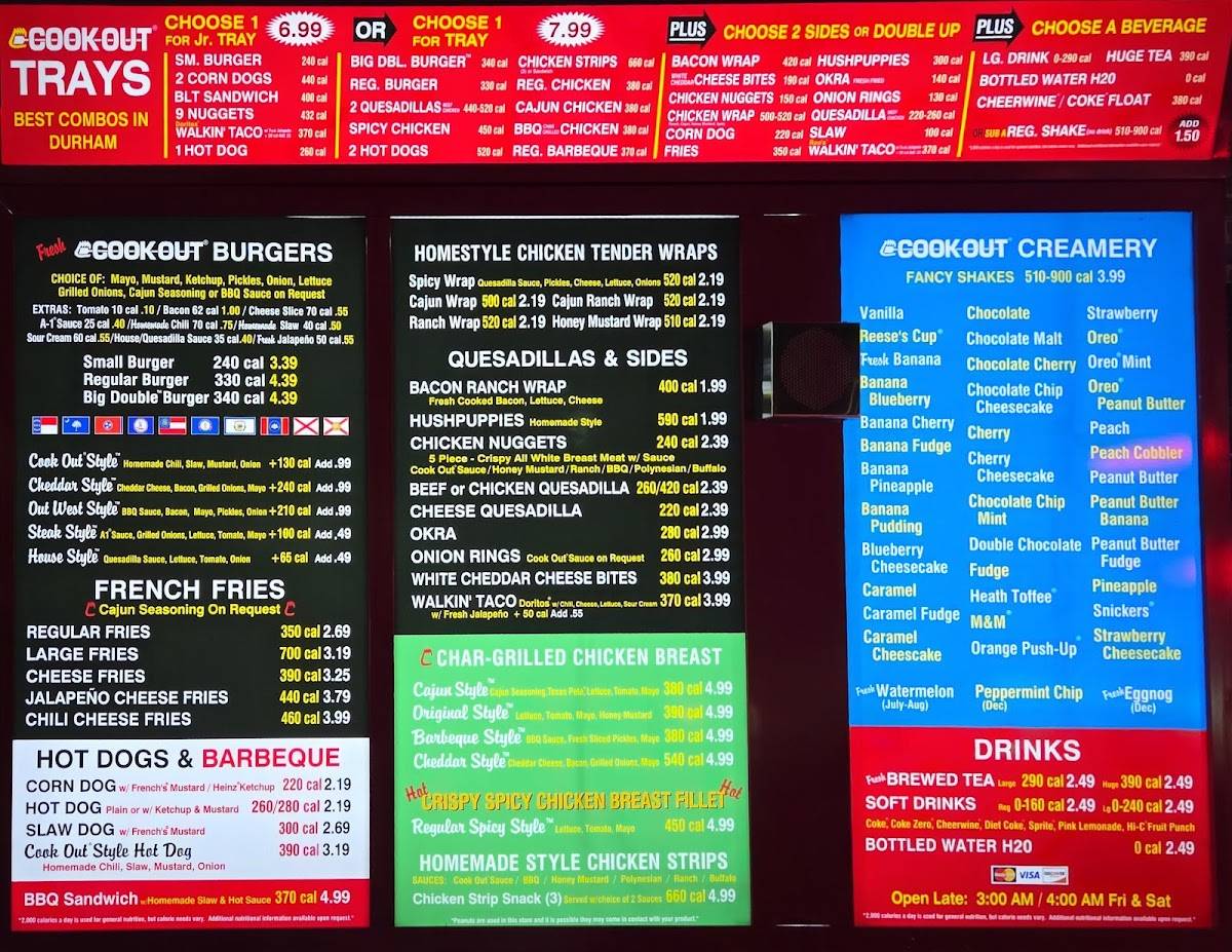 Cook Out меню