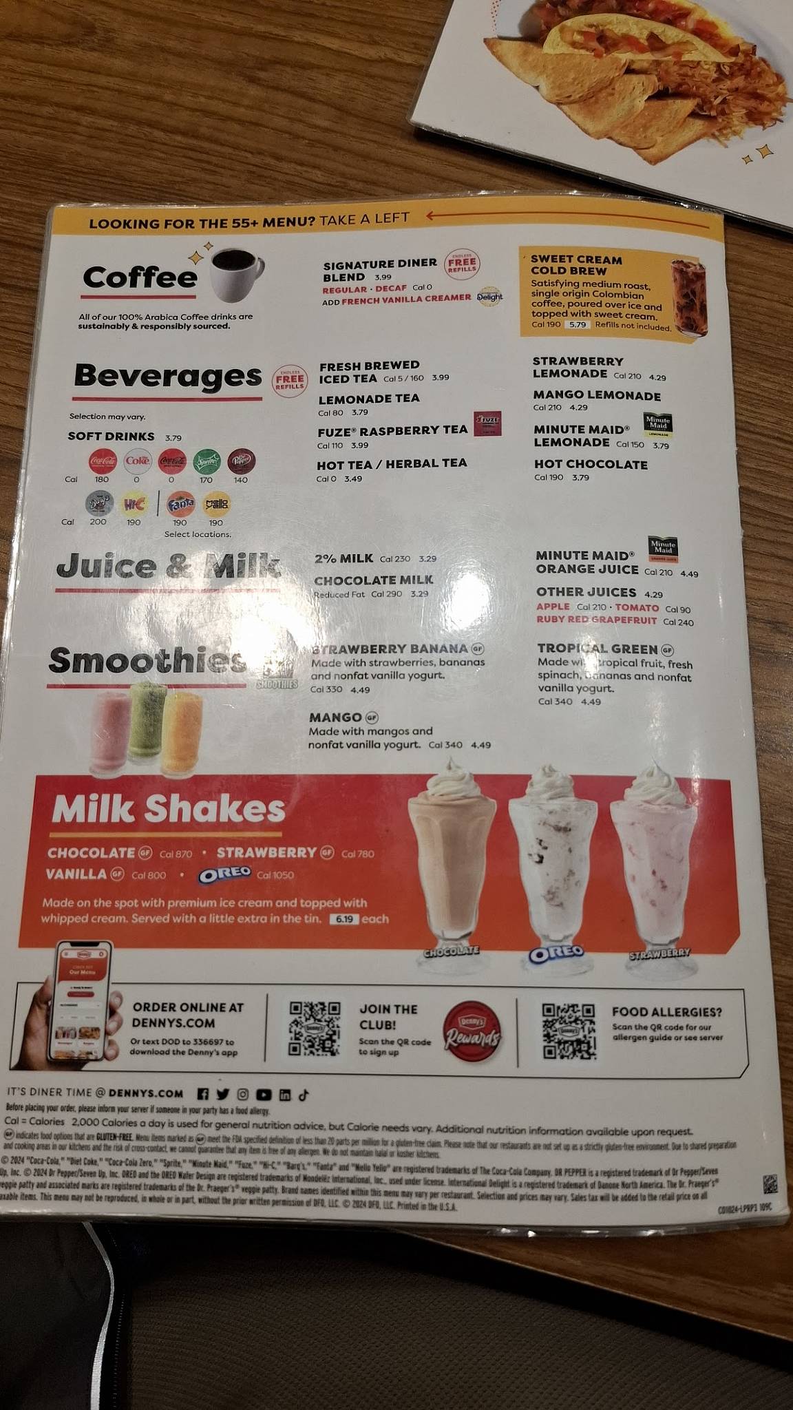 Denny's Restaurant меню