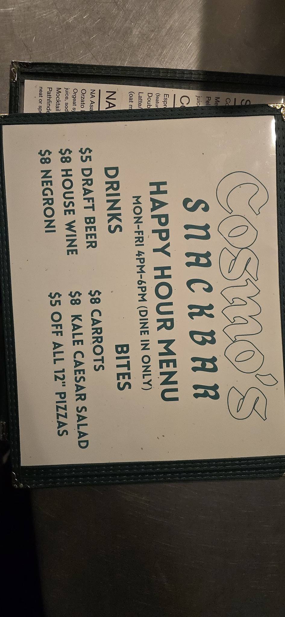 Cosmo’s Snack Bar меню