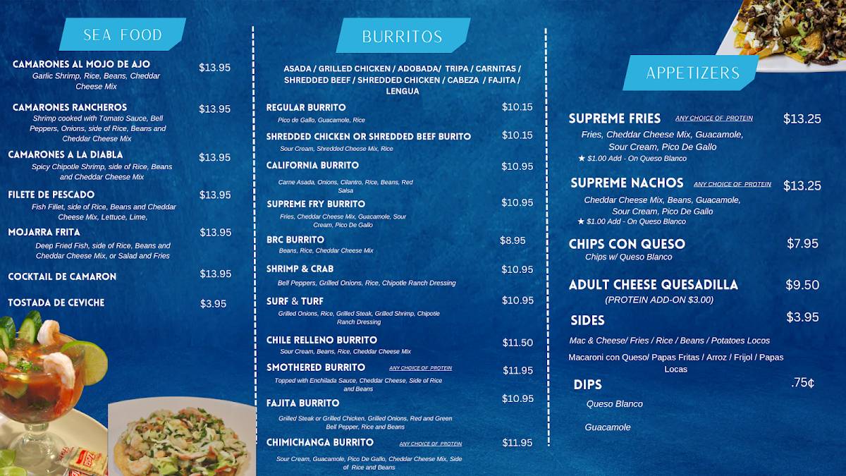 Valle Azul Mexican Restaurant меню