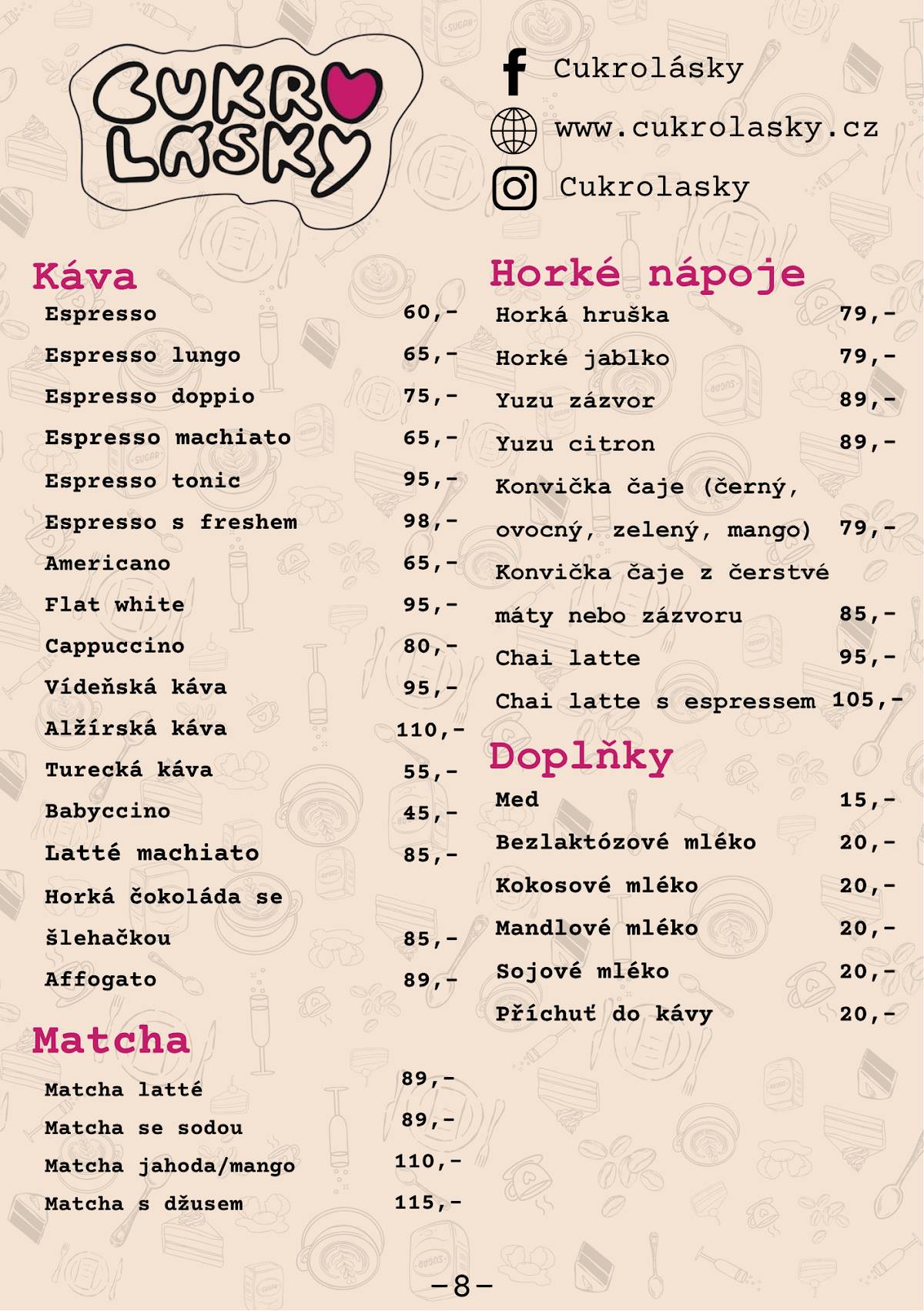 Cukrolásky меню