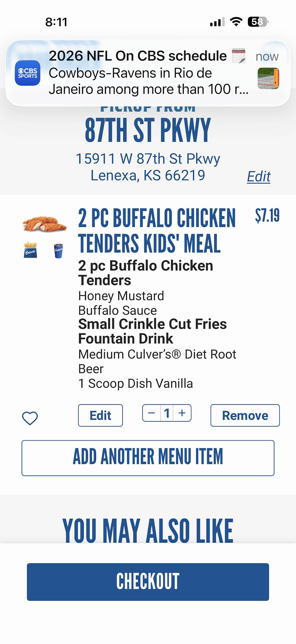 Culver’s меню