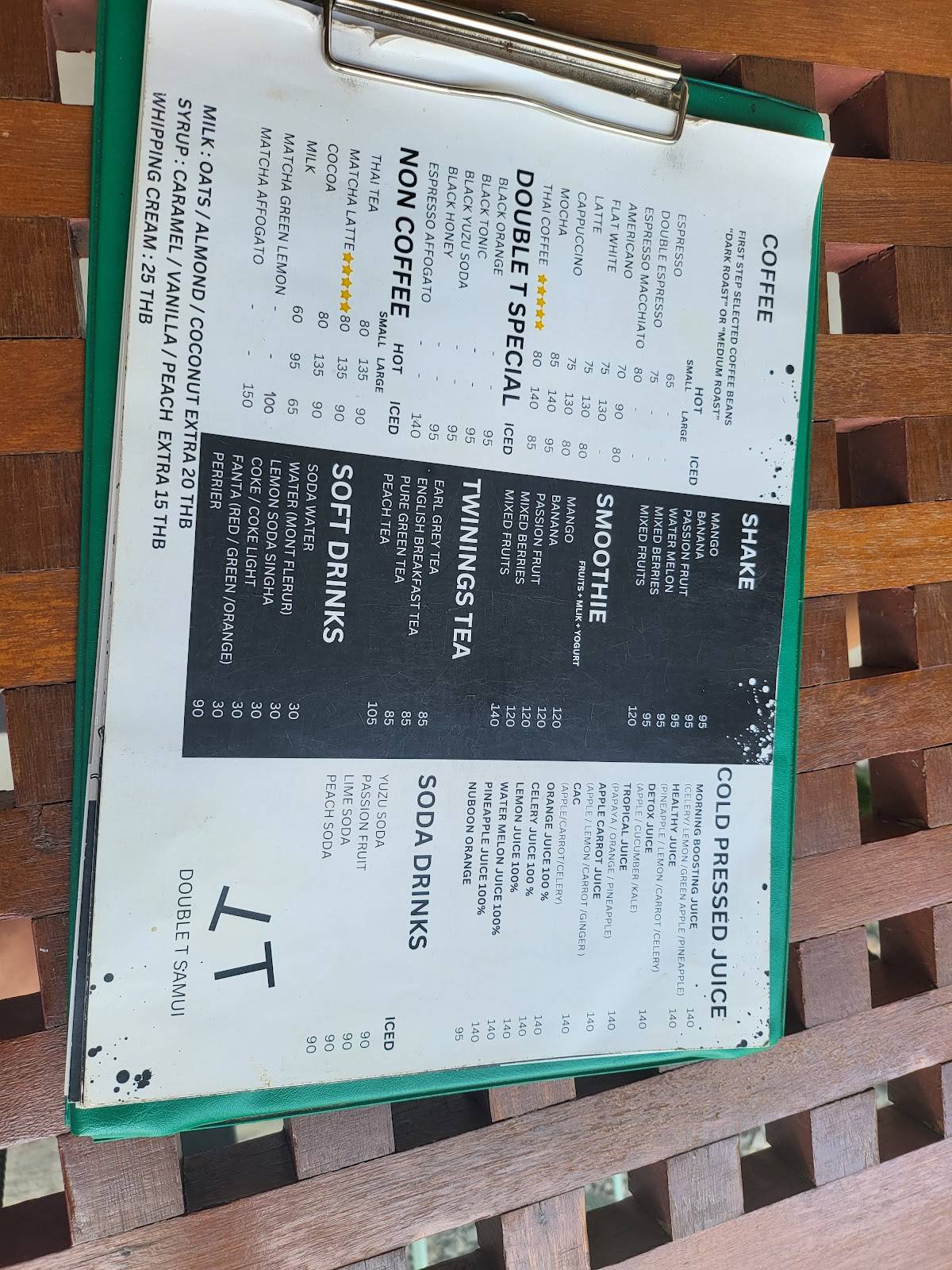 DOUBLE T SAMUI меню