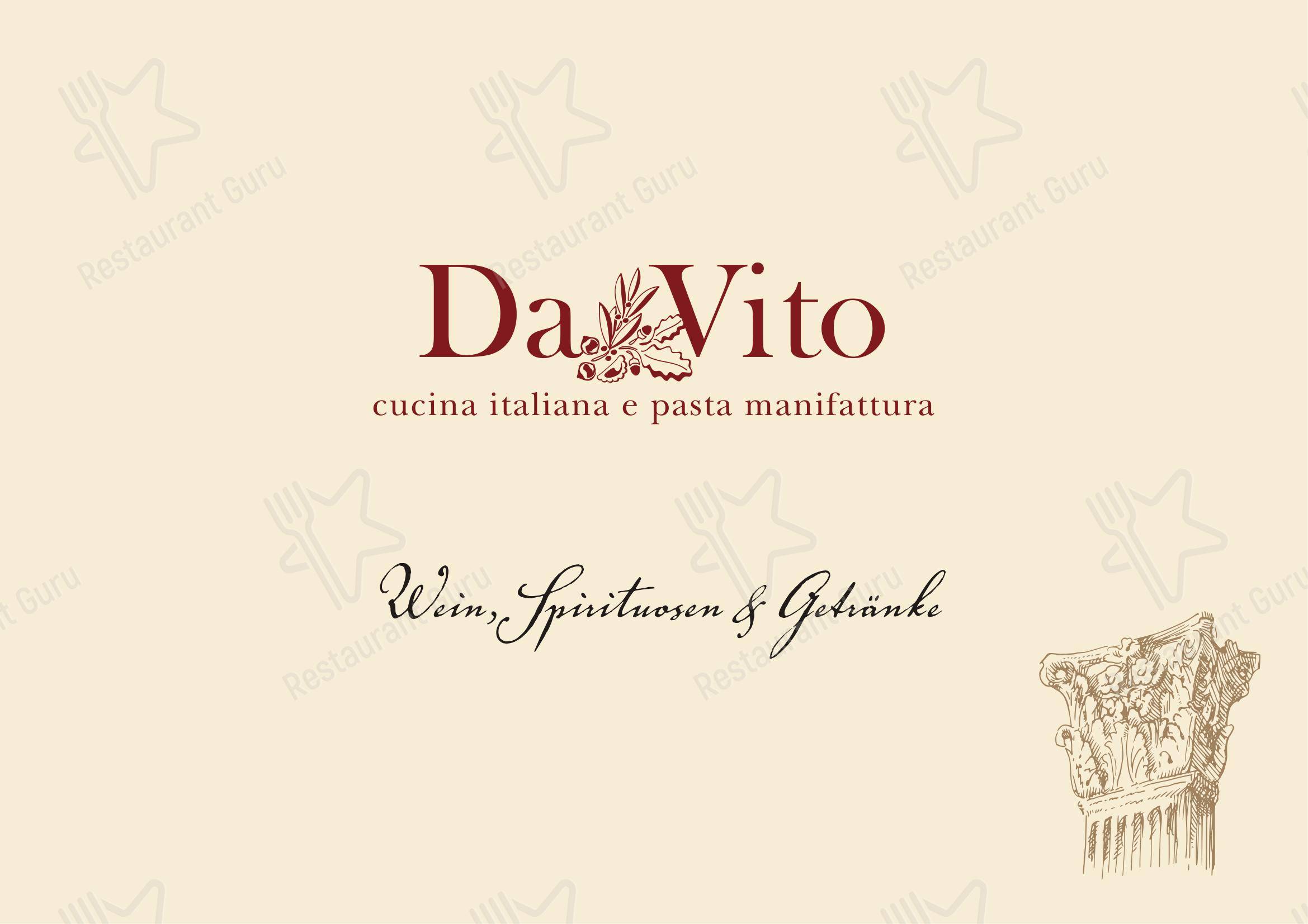 Меню ресторана Da Vito